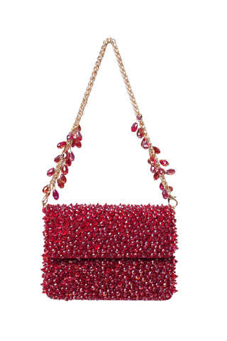 Mini bag for women for Contemporary Wear - Maroon Kiyara crystal bag by House of Kosha