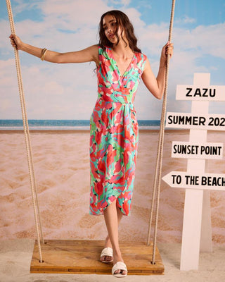 Midi Dress Tile Wear - Multicolor Lisbon Dress by Zazu