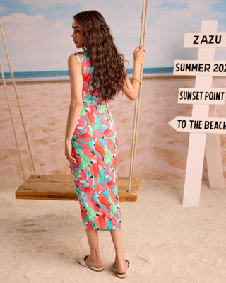 Midi Dress Tile Wear - Multicolor Lisbon Dress by Zazu
