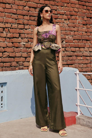Co-ord Set Contemporary Wear Olive Garden Green by Payal & Zinal