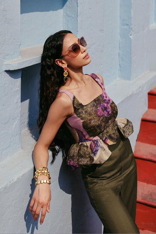Co-ord Set Contemporary Wear Olive Garden Green by Payal & Zinal