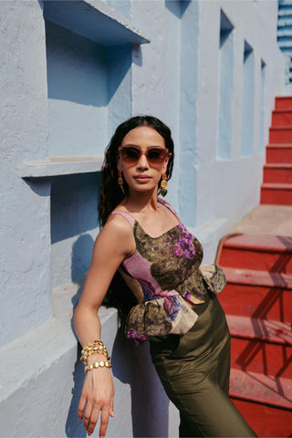 Event Top Contemporary Wear Olive Garden Green by Payal & Zinal