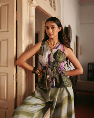 Co-ord Set Contemporary Wear Blue Crayon Pleats by Payal & Zinal