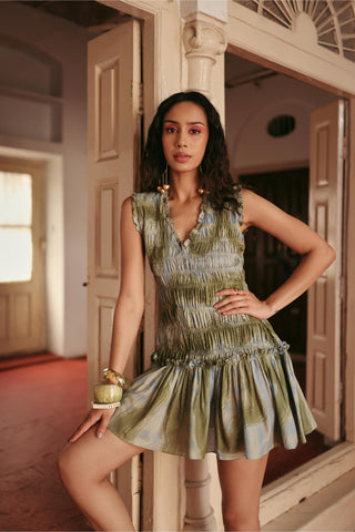 Maxi Dress Contemporary Wear Cassette Coin Blue by Payal & Zinal