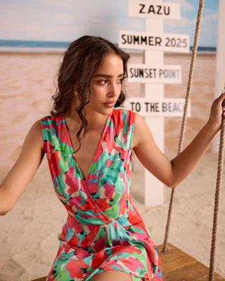 Midi Dress Tile Wear - Multicolor Lisbon Dress by Zazu