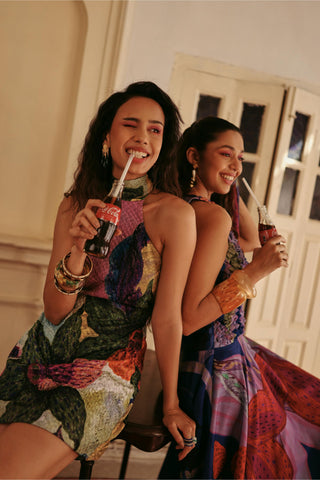 Printed Dress Contemporary Wear Fairy Jerry Multicolor by Payal & Zinal