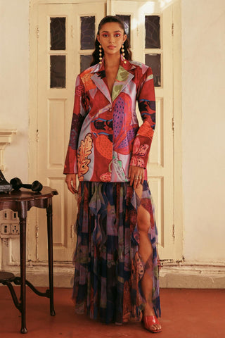 Statement Blazer Contemporary Wear Ruffled Muse Multicolor by Payal & Zinal