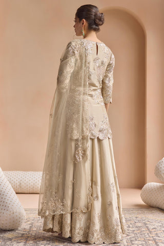 Sharara Set for Indian Wedding - Beige Off The Record Tissue Sharara Set by Osaa by Adarsh at Mrs. G

