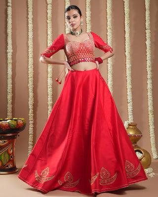 Chilli red heavy avyanna lehenga set