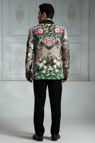 Beige printed blazer