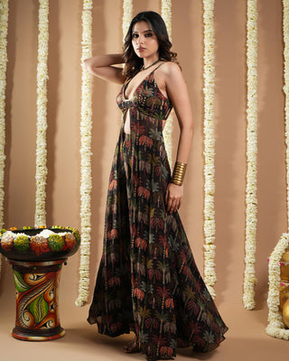Black printed avyanna indo set