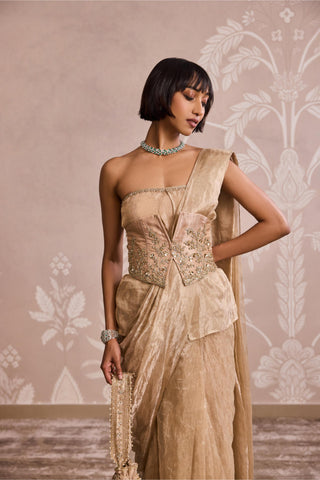 Gold ever after saree gown with belt