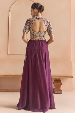 Lehenga Set for Indian Wedding - Maroon Off The Record Embroidered Top and Skirt Set by Osaa by Adarsh at Mrs. G