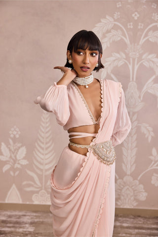 Pink nooreh ever after saree set