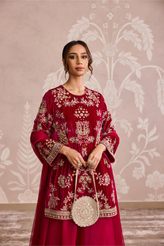 Pink embroidered nooreh ever after sharara set