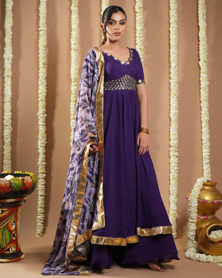 Dark purple avyanna anarkali set