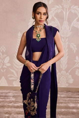 Purple nooreh ever after jacket saree set