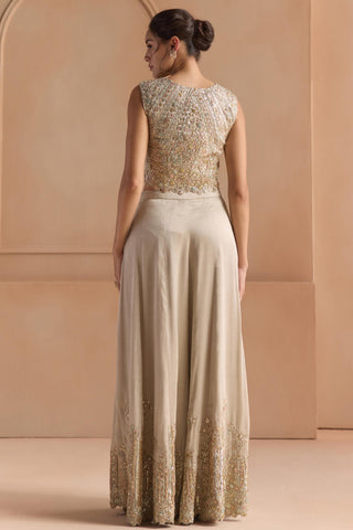 Sharara Set for Indian Wedding - Gray Off The Record Embroidered Top Set by Osaa by Adarsh at Mrs. G

