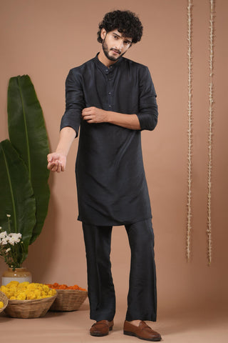 Nehru jacket set for Indian Wedding – Navy Blue Digital Print by AHI Clothing