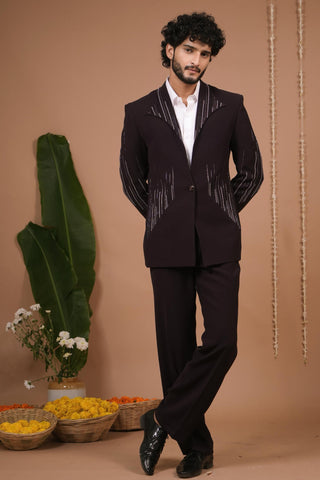 Coat pant set for Contemporary Wear – Dark Purple by AHI Clothing