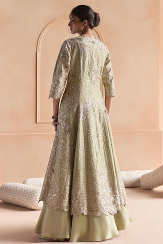 Sharara Set for Indian Wedding - Green Off The Record Embroidered Jacket Set by Osaa by Adarsh at Mrs. G