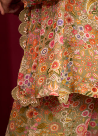 Green fusion jazz-e-jashn jacket set