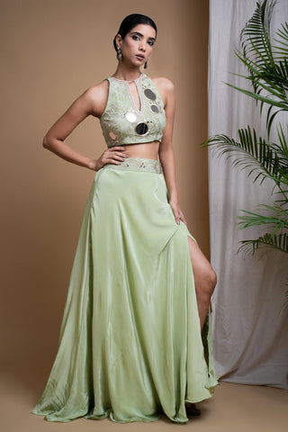 Green sitara indo skirt set