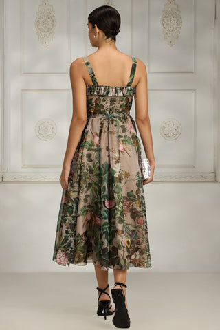 Beige organza beige dress