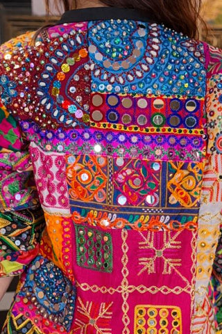Jacket Bohemian Wear - Multicolor Banjara Blaze Patchwork Jacket by Banjara Trail