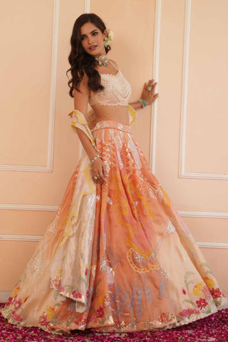 Orange dil se rumi lehenga