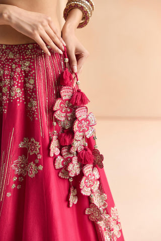 Lehenga Set for Indian Wedding - Pink Off The Record Embroidered Mulberry Lehenga Set by Osaa by Adarsh at Mrs. G


