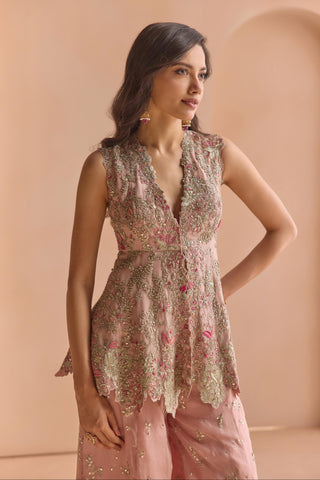 Sharara Set for Indian Wedding - Pink Off The Record Embroidered Sharara Set by Osaa by Adarsh at Mrs. G


