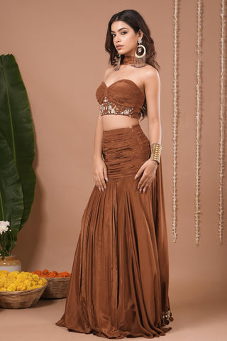 Indo skirt dress for Contemporary Wear – Brown Corset by AHI Clothing