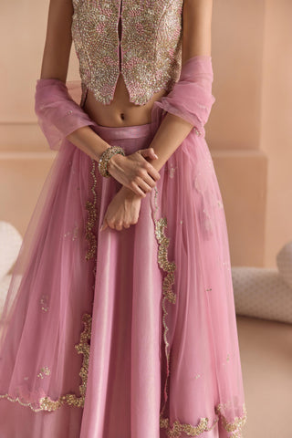 Lehenga Set for Indian Wedding - Pink Off The Record Lehenga Set by Osaa by 