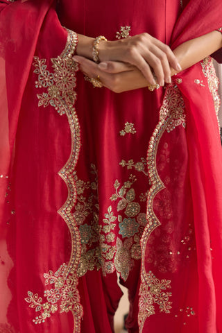 Kurta Set for Indian Wedding - Red Off The Record Kurta Set by Osaa by Adarsh at Mrs. G

