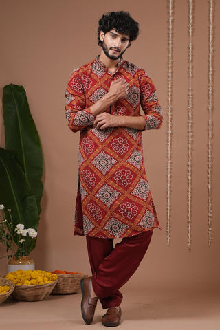 Kurta salwar set for Indian Wedding – Red Maroon Bandhani by AHI Clothing