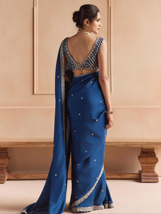 Saree Set for Indian Wedding - Blue Off The Record Saree Set by Osaa by Adarsh at Mrs. G

