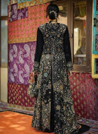 Jacket Set Evening Wear - Black Ghazal Embellished Shrug Jacket Set by Banjara Trail