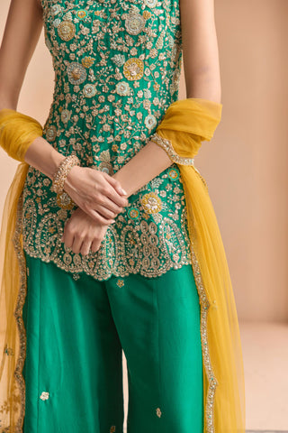 Sharara Set for Indian Wedding - Green Off The Record Sharara Set by Osaa by Adarsh at Mrs. G

