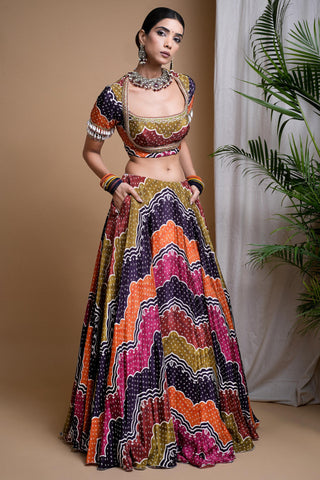 Multicolor sitara digital print heavy lehenga set