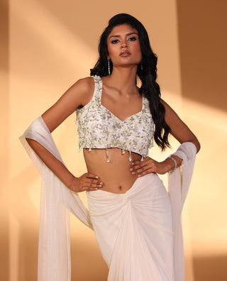 Drape skirt set Contemporary Wear – Ivory Skirt Set by Kiyohra