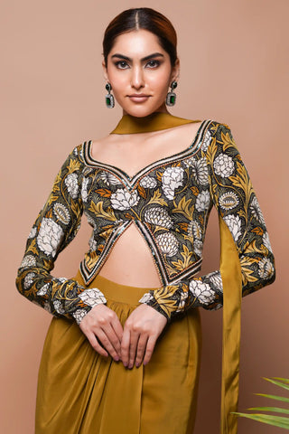 Forest print drape skirt set