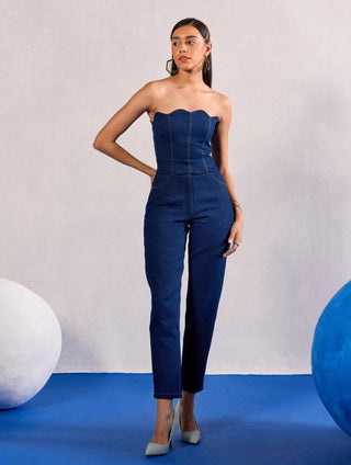 Denim Co-ord Set Contemporary Wear – Blue Outfit by Zazu