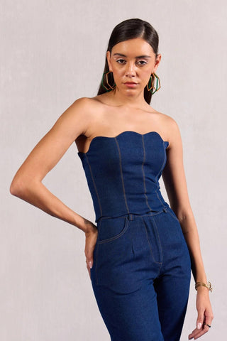 Denim Co-ord Set Contemporary Wear – Blue Outfit by Zazu