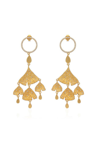 Earring Contemporary Wear - Gold Ginkgo Statement Dangle by Putstyle