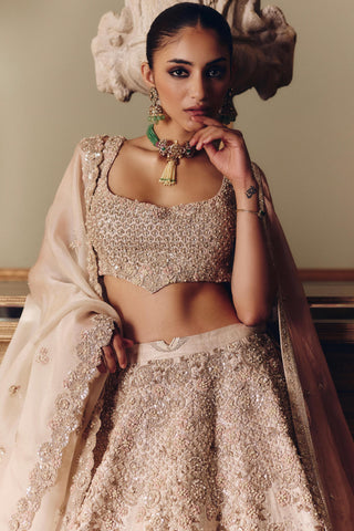 Ivory couture royal ekru saga lehenga