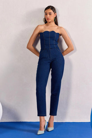 Denim Co-ord Set Contemporary Wear – Blue Outfit by Zazu