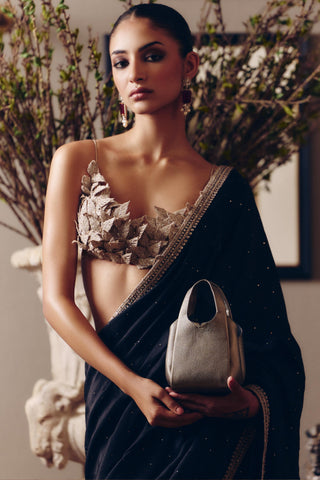 Black couture savage winged saree