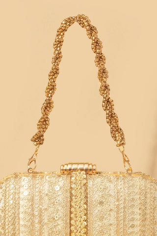Gold naaz embroidered capsule clutch