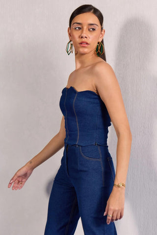 Denim Co-ord Set Contemporary Wear – Blue Outfit by Zazu